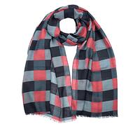 Basic Sense Women Gingham Checked Super Soft Lightweight Oversized Scarf Shawl Wrap Made in Korea, Red
