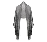 Basic Sense Women's Metallic Net Shawl | Sparkling Evening Scarf | Elegant Wedding Wrap & Cover-Up for Formal Dresses, Black Silver