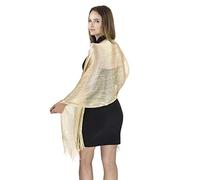 Basic Sense Women's Metallic Net Shawl | Sparkling Evening Scarf | Elegant Wedding Wrap & Cover-Up for Formal Dresses, Gold