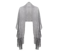Basic Sense Women's Metallic Net Shawl | Sparkling Evening Scarf | Elegant Wedding Wrap & Cover-Up for Formal Dresses, Silver Grey