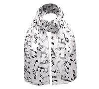 Basic Sense Women's Satin Music Scarf with Clef Note Design, Ideal for Choir Performances and Music Events, White
