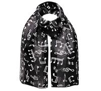 Basic Sense Women's Satin Music Scarf with Clef Note Design, Ideal for Choir Performances and Music Events, Black