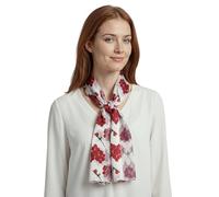 Basic Sense Women's Stem Rose Scarf - 50s Style Rockabilly Neck Tie with Hidden Heart Floral Pattern - Silky Satin Feel Accessory, Flower Heart White