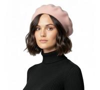 Basic Sense Wool Beret Hat for Women - Classic French Style, Baby Pink