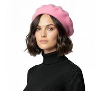 Basic Sense Wool Beret Hat for Women - Classic French Style, Pink