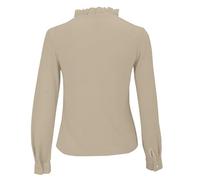 Basic Slim Fit T Shirt for Women UK A Women's Semi High Neck Knitted Shirt with A Black Ear Trimmed Collar Can Be Layered and Worn As A Base Layer Breathable Going Out Tops (Khaki, L)