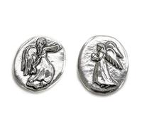 Basic Spirit Angel Pocket Token Coin -Handcrafted Pewter Gift for Coin Collecting with Inspirational Words(Guardian/Faith) 2 Sets