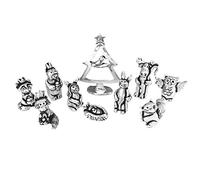 Basic Spirit Woodland Nativity Set (10 Pc) Handcrafted Pewter Figurine with Animal Moose Bear Fox Bird Rabbit Owl for Religion Home Decorative Collection
