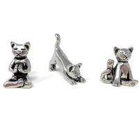 Basic Spirit Yoga Cat Figurine Set (Pewter)-Mini 3 pc. Set