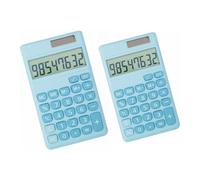 Basic Standard Calculators Small Digital Desktop Calculator with 8-Digit LCD Display, Battery Solar Power Smart Calculator Pocket Size for Kids for Home School (Blue 2pcs)