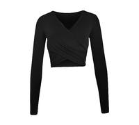 Basic T Shirt for Women Thermal Tops European American Spring Autumn Women's Sexy V Neck Patch Pussy Long Sleeved Solid Color Bottoming Base Layer Tee for Outdoor Daily Life Xmas Gifts (Black, L)