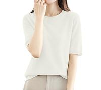 Basic T Shirt for Women Thermal Tops Women's Plus Size Round Neck Solid Color Base Knit T Shirt Base Layer Tee for Workout Daily Life Xmas Gifts (Beige, M)