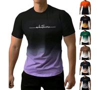 Basic T-Shirt Men's Crew Neck Slim Fit T-Shirt Men's Short Sleeve T-Shirt with Letter Print Light Airy Summer Tops Fashion Casual Streetwear T-Shirts with Colour Gradient T-Shirts Tee Shirts for Men