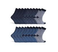 Basic Treasure 10 Pairs of Cute Women's Socks with Stripes and Dots, Cotton, Colourful Women's Socks, Striped Socks, Polka Dot and Curled, Comfortable Everyday Socks, Blue Mix, 39-42