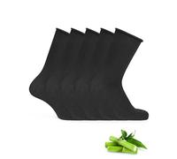 Basic Treasure 5 Pairs Bamboo Socks Women, Women's Socks Black, Stockings Women Without Elastic Waistband, Black Women's Socks, black, 35-38