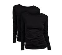 Basic Treasure Pack of 2/3 Women's T-Shirt, Short Sleeve Women's Shirt or Long Sleeve Shirts for Women, 100% Cotton T-Shirt Women, 2 x black - long sleeves, L