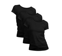 Basic Treasure Pack of 2/3 Women's T-Shirt, Short Sleeve Women's Shirt or Long Sleeve Shirts for Women, 100% Cotton T-Shirt Women, 3x black - short sleeve, XL