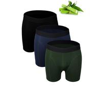 Basic Treasure Pack of 3 Premium Bamboo Boxer Shorts Men Soft Bamboo and Cotton Boxer Shorts Bamboo Men Bamboo Boxer Shorts Men Breathable Stretch, Black/Navy/Green, L