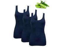 Basic Treasure Pack of 3 Women's Vests Spaghetti Straps Top Women, Premium Bamboo Undershirt Women, Airy and Thin, Navy | Tank Top, XL