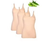 Basic Treasure Pack of 3 Women's Vests Spaghetti Straps Top Women, Premium Bamboo Undershirt Women, Airy and Thin, beige, XL
