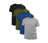 Basic Treasure Pack of 4 T-shirts for men, 100% cotton, men's t-shirt, M, L, XL, 2XL or 3XL, Black, grey, blue, and green, L