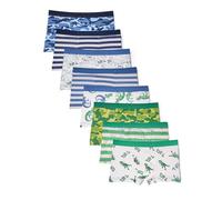 Basic Treasure Pack of 8 Boys' Cotton Boxer Shorts, Oeko-Tex, dino, 110-116
