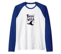 Basic Witch: Spellbinding Charm for Halloween Enthusiasts Raglan Baseball Tee, Men, Royal Blue/White, XXL