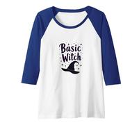 Basic Witch: Spellbinding Charm for Halloween Enthusiasts Raglan Baseball Tee, Women, Royal Blue/White, S