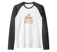 Basic Witch: Spellbinding Halloween Humor for Magic Lovers Raglan Baseball Tee, Men, Dark Heather/White, S
