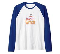 Basic Witch: Spellbinding Halloween Humor for Magic Lovers Raglan Baseball Tee, Men, Royal Blue/White, L