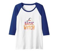 Basic Witch: Spellbinding Halloween Humor for Magic Lovers Raglan Baseball Tee, Women, Royal Blue/White, M