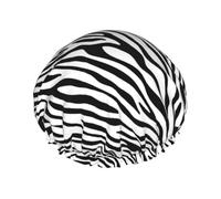 Basic Zebra,Shower Cap Nightcap Double Layer Waterproof Elastic Bath Cap Reusable Hair Cap