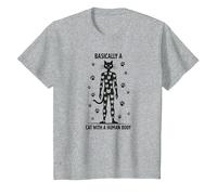 Basically A Cat with A Human Body Feline Fusion T-Shirt, Kids, Heather Grey, 3 Years