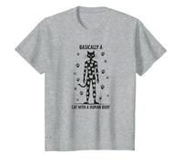 Basically A Cat with A Human Body Feline Fusion T-Shirt, Kids, Heather Grey, 8 Years