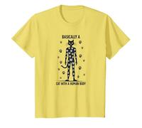 Basically A Cat with A Human Body Feline Fusion T-Shirt, Kids, Lemon, 3 Years