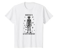 Basically A Cat with A Human Body Feline Fusion T-Shirt, Kids, White, 12 Years