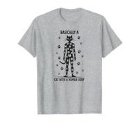 Basically A Cat with A Human Body Feline Fusion T-Shirt, Men, Heather Grey, 4XL