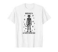 Basically A Cat with A Human Body Feline Fusion T-Shirt, Men, White, 6XL