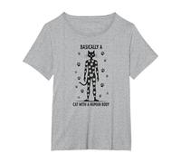 Basically A Cat with A Human Body Feline Fusion T-Shirt, Women's Plus, Heather Grey, 3X