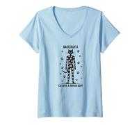 Basically A Cat with A Human Body Feline Fusion V-Neck T-Shirt, Women, Baby Blue, XXL