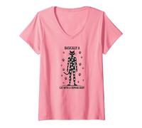 Basically A Cat with A Human Body Feline Fusion V-Neck T-Shirt, Women, Pink, M