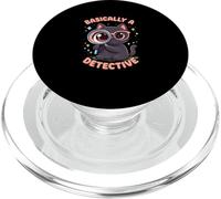 Basically A Detective Kawaii Black Cat Mystery PopSockets PopGrip for MagSafe
