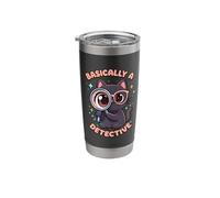 Basically A Detective Kawaii Black Cat Mystery Stainless Steel Insulated Tumbler