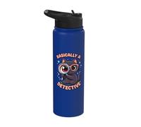 Basically A Detective Kawaii Black Cat Mystery Stainless Steel Insulated Water Bottle