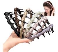 Basicallyt/Probabledy/Basically/Probability Retro High Skull Pearl Headband, reversible Non Slip Pearl Headbands with Teeth, Elegant Vintage High Cranium Artificial Hairband (E, one size)