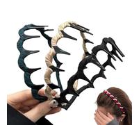 Basicallyt Retro High Skull Pearl Headband - Teeth Hoop Hairband w/Artificial Pearls & Crystals for Women,Wedding Party Daily (3 PCS-C)