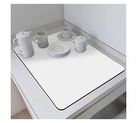 BASICF FGAQLUK Kitchen Super Absorbent Draining Mat,Dish Drying Mat For Counter,Non-slip Absorbent Rubber, Coffee Machine Mat Counter Protector For Kitchen, Dining Table, Bathroom(White,40 * 50cm)