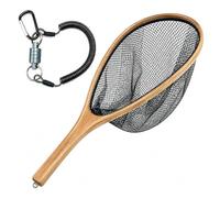 BasicGear Handmade Wood Landing Net, 16.5 in, Nylon Mesh, Fly Fishing