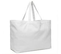 BasicList Extra Large Canvas Tote Bag - Big Reusable Grocery Shopping Heavy Duty Foldable, 01-white, XL