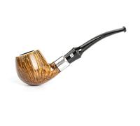 BASICM Wooden Tobacco Pipes, Handmade Carved Briar Wood 9mm Smoking Pipe With Accessories(Scraper, Filter Element, Filter Ball, Box)(Color:E)